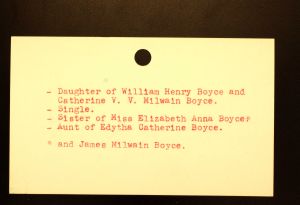 Boyce, Miss Kathryn Winifred - Menands Funeral Card (back)