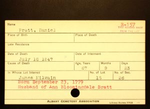Bratt, Daniel - Menands Cemetery Burial Card
