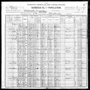 Census 1900 Richwoods, Sharp, Arkansas Year: 1900; Census Place: Richwoods, Sharp, Arkansas; Roll: 77; Page: 2; Enumeration District: 0124; FHL microfilm: 1240077