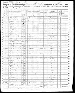 Cole, Peter Burr, 1860, Census, USA, Lee Township, Fulton, Illinois