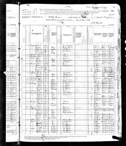 Douglas, James S., 1880, Census, USA, Cottage Grove, Lane, Oregon
