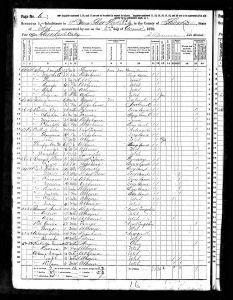 Census 1870 Ward 1, Salt Lake City, Salt Lake, Utah FHL Film 553110