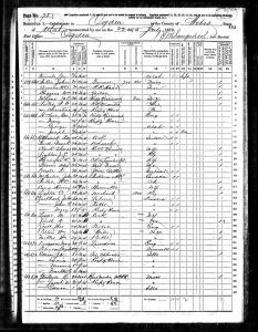 Ellison, James Milton, 1870, Census, USA, Ogden, Weber, Utah Territory
