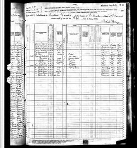 Smith, William Jasper, 1880, Census, USA, Anaheim Township, Los Angeles Co (now Orange Co), California