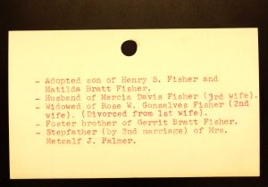 Fisher, Harold Theodore [Back] - Menands Cemetery Burial Card