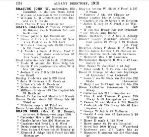 Bratt, Joshua R - Albany NY Directory p. 135 1918