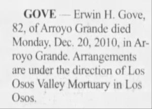 Gove, Erwin, Obit 2010.12.20 Gove, Erwin, Obit 2010.12.20