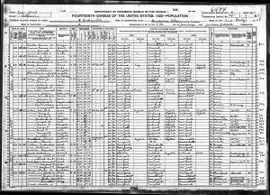 Census 1920 Hudson Ward 3, Columbia, New York Year: 1920; Census Place: Hudson Ward 3, Columbia, New York; Roll: T625_1095; Page: 7A; Enumeration District: 28