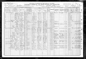 Census 1910 Gutherie Ward 1, Logan, Oklahoma, USA Year: 1910; Census Place: Guthrie Ward 1, Logan, Oklahoma; Roll: T624_1260; Page: 3b; Enumeration District: 0122; FHL microfilm: 1375273