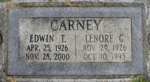 Carney, Edwin T and Lenore Gove Headstone