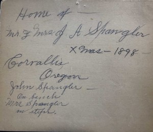 Spangler Home, Corvallis OR Dec 1898 (back)
